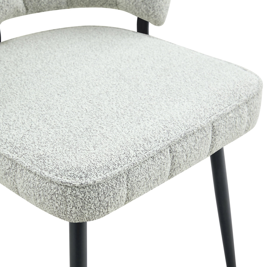 Set 2 Sedie da Pranzo con Schienale Floreale ¨C Xylo ¨C Velluto Grigio Chiaro, Gambe in Metallo Nero
