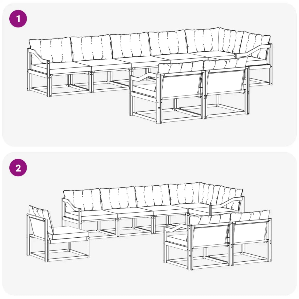 Set di divani da esterno 8 pcs Grigio Naturale e Chiaro 3369586