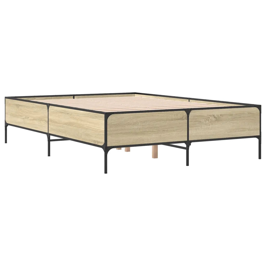 Giroletto-Struttura Letto Rovere Sonoma 150x200 cm in Legno Multistrato Metallo 830376