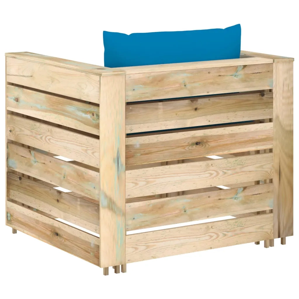 Set Salotto da Giardino 2 pz con Cuscini Legno Impregnato Verde 3074535