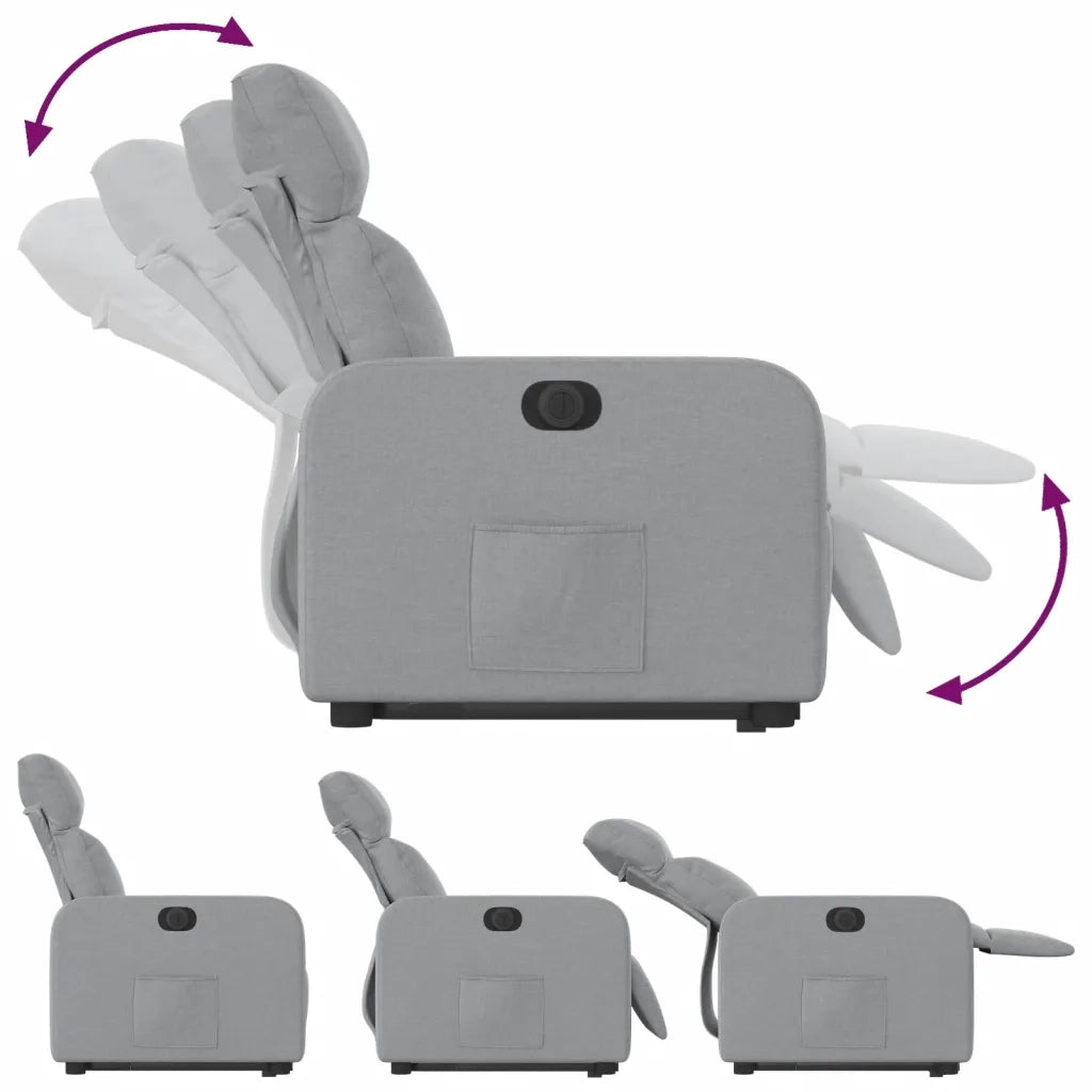 Poltrona | Sedia Relax Reclinante Alzapersona Elettrica Grigio Chiaro Tessuto