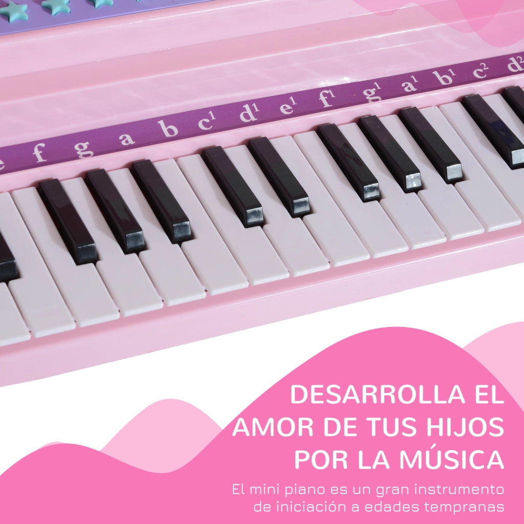Pianoforte Elettronico per Bambini con Microfono e Luci ¨C Minimal ¨C Rosa 37 Tasti