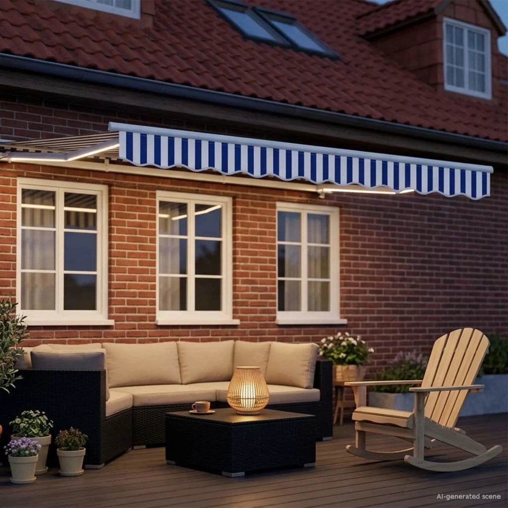 Cornice per Tenda Manuale con LED Blu e Bianco 2,5 x 2 m 3420496