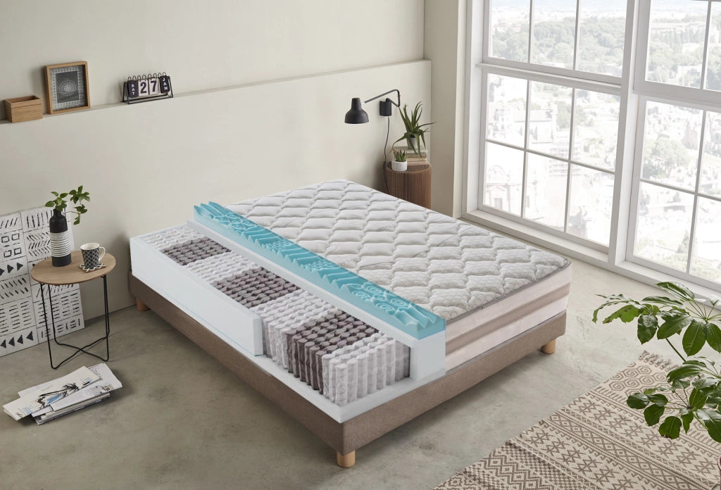 Materasso Singolo 80x190 800 molle e Memory Foam - 9 zone differenziate - sfoderabile - alto 25 cm