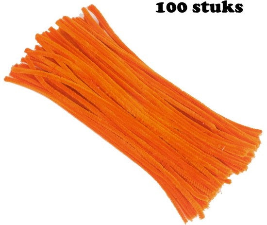 Set di Punte per Puntarelli - 100 pezzi - Filo di Chenille - Set di Puntarelli per Hobby - 30 cm - Puntarelli per Hobby - Set di Puntarelli per Bambini e Adulti - Flessibili per Knutselen, DIY, Hobby e Progetti Creativi - Colore Arancione