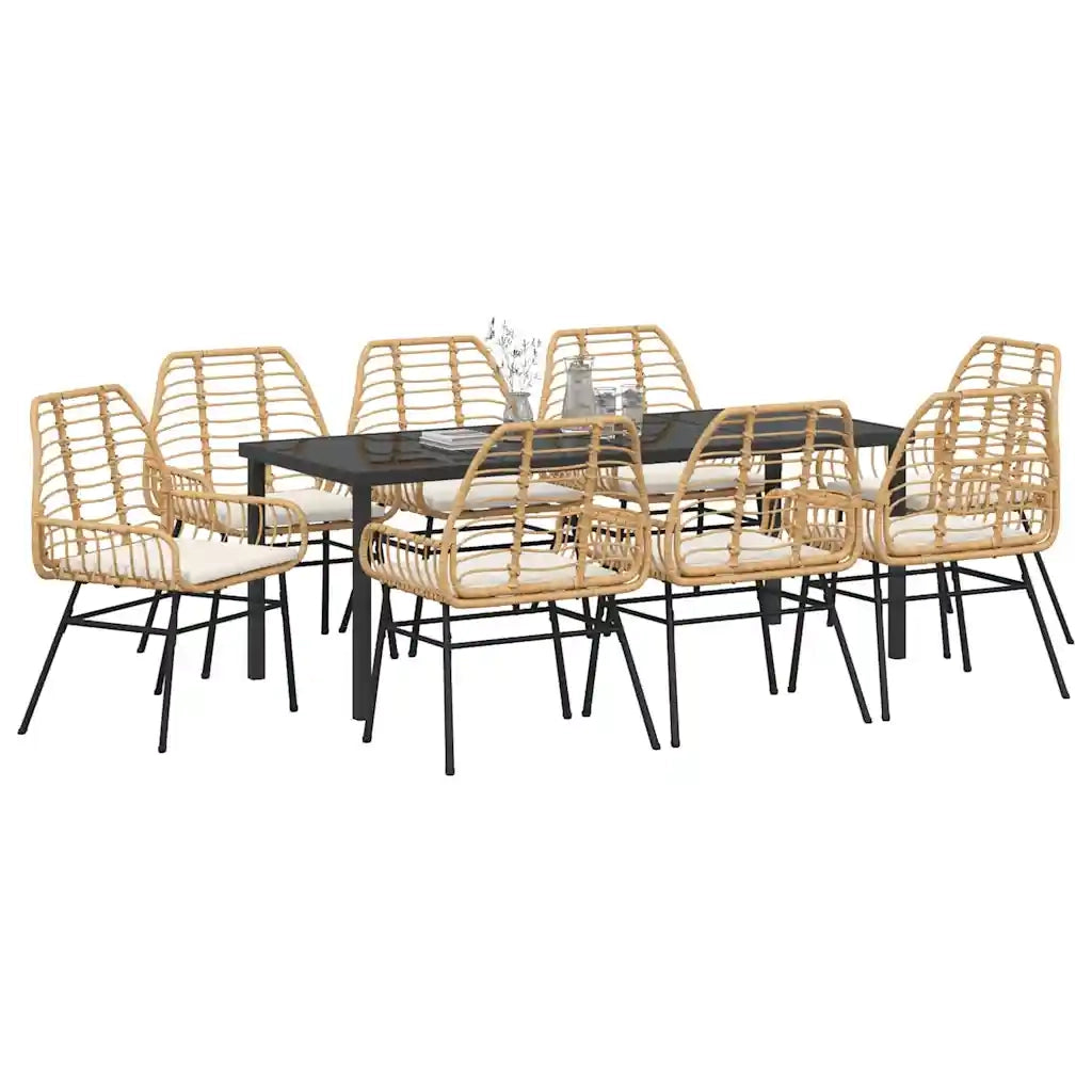 Set da Pranzo per Giardino 9 pcs Marrone polyrattan 3380868