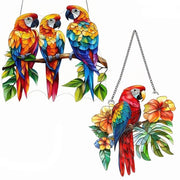 Decorazione per finestra zonnevanger, vetrata decorativa con opknoping, hanger acrilica con catena per uccelli, ornamenti per giardino, accessori per finestra e porta, regalo per casa (1 e 3 pappagalli)