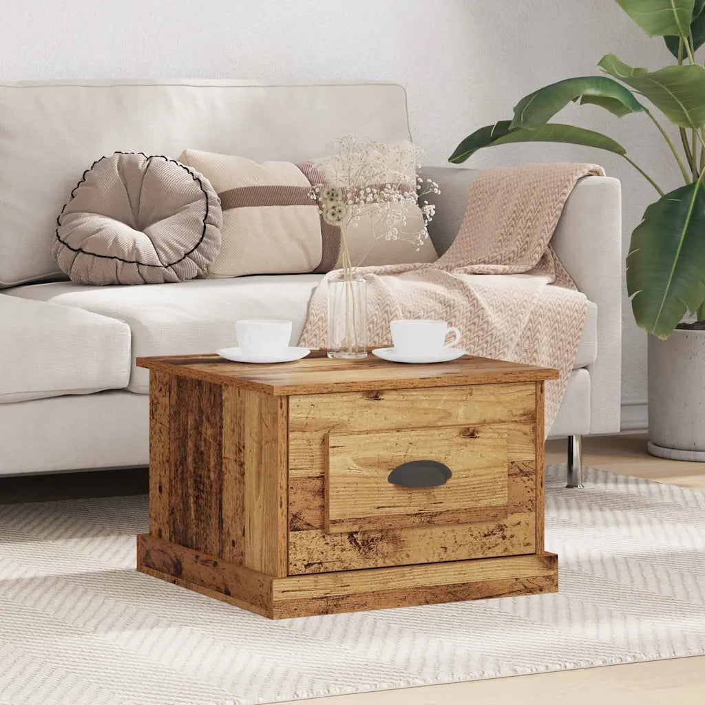 Tavolino da salotto | Tavolino da caff¨¨ | Tavolino da Soggiorno con cassetto Legno vecchio 50 x 50 x 35 cm