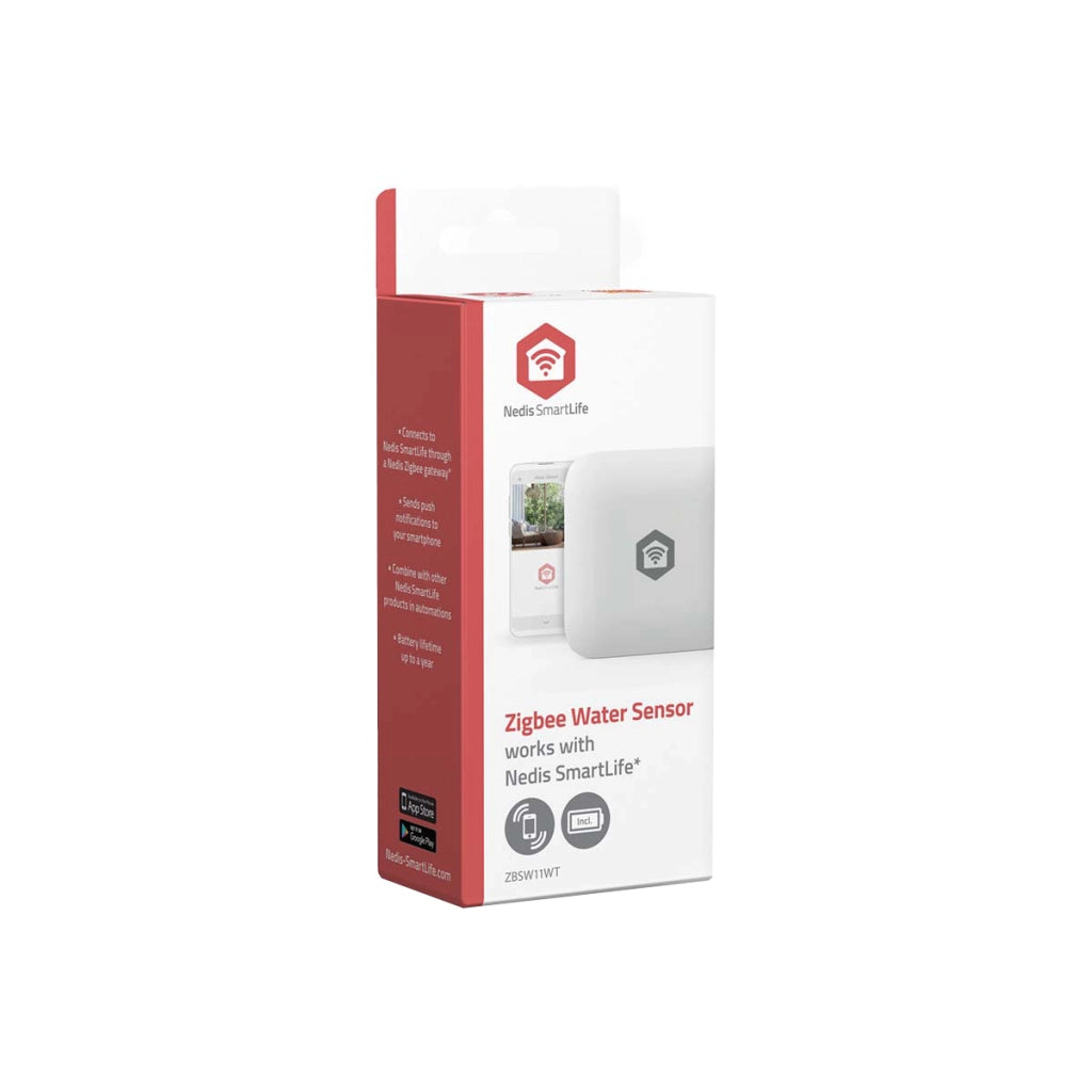 Sensore di Perdite d'Acqua Connesso Zigbee Impermeabile IP66 Compatibile Android e iOS Bianco Nedis