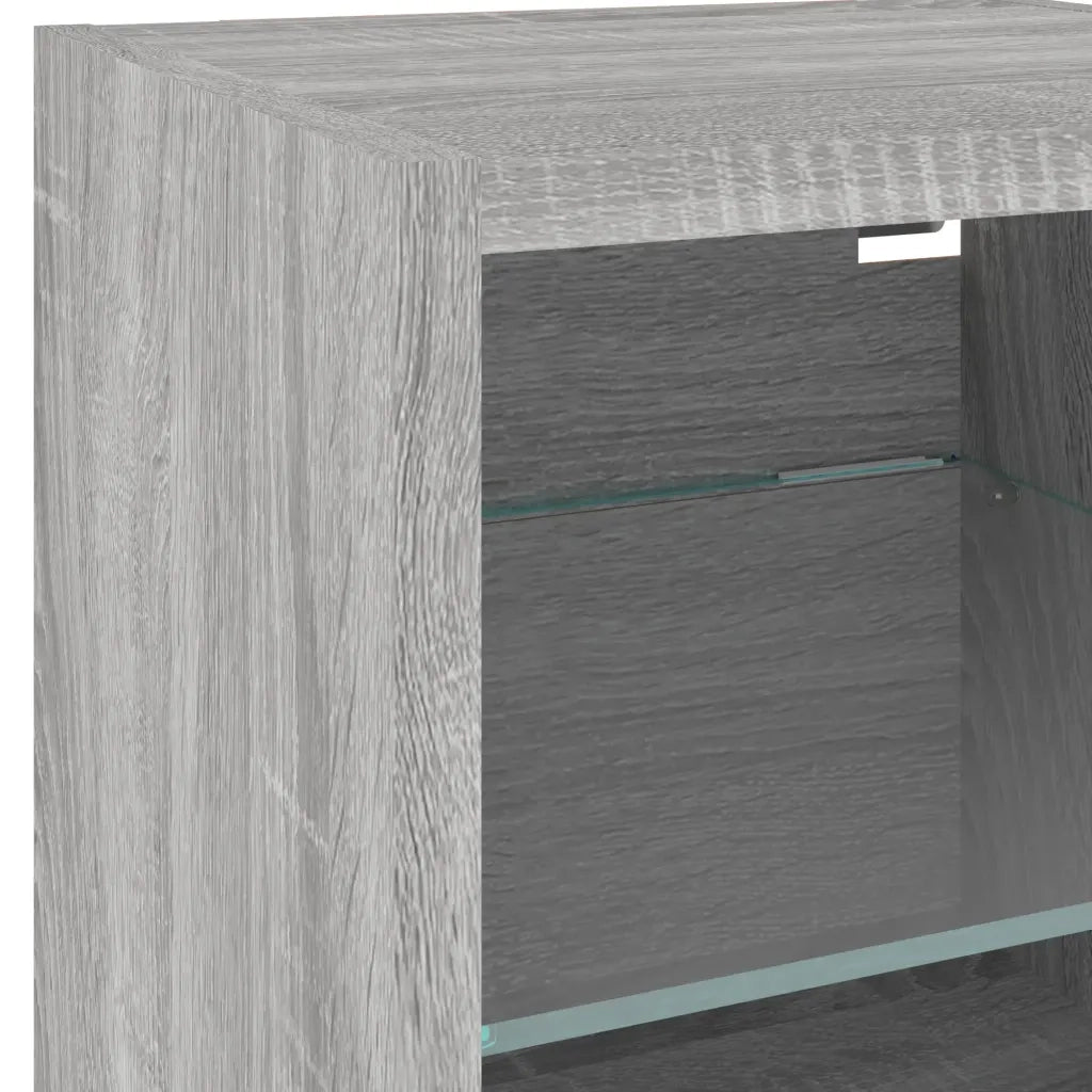 Mobili TV a Parete con Luci LED 2pz Grigio Sonoma 30x28,5x30 cm 836984