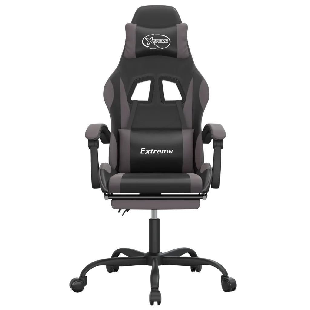 Sedia da Gaming | Sedia da e-sports Girevole Poggiapiedi Nero e Grigio Similpelle