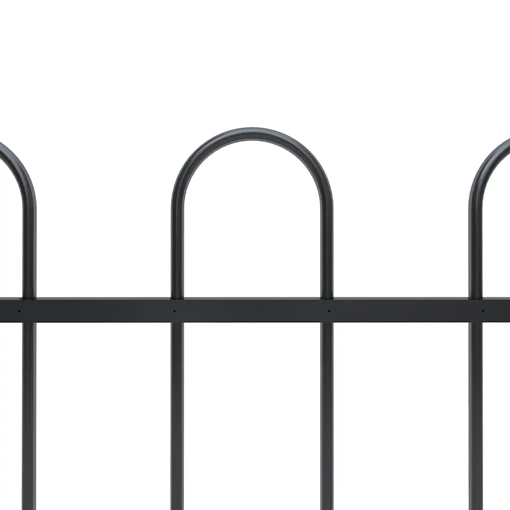 Recinzione da Giardino | Recinzione da cortile con Parte Superiore ad Anello in Acciaio 1426x60 cm Nera