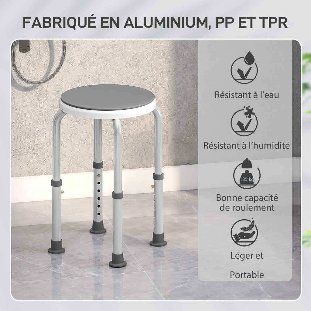Sgabello doccia girevole 360¡ã ¨C Xylo ¨C alluminio antiscivolo regolabile