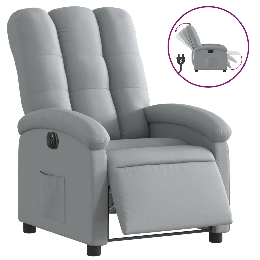 Poltrona | Sedia Relax Elettrica Reclinabile Grigio Chiaro in Tessuto