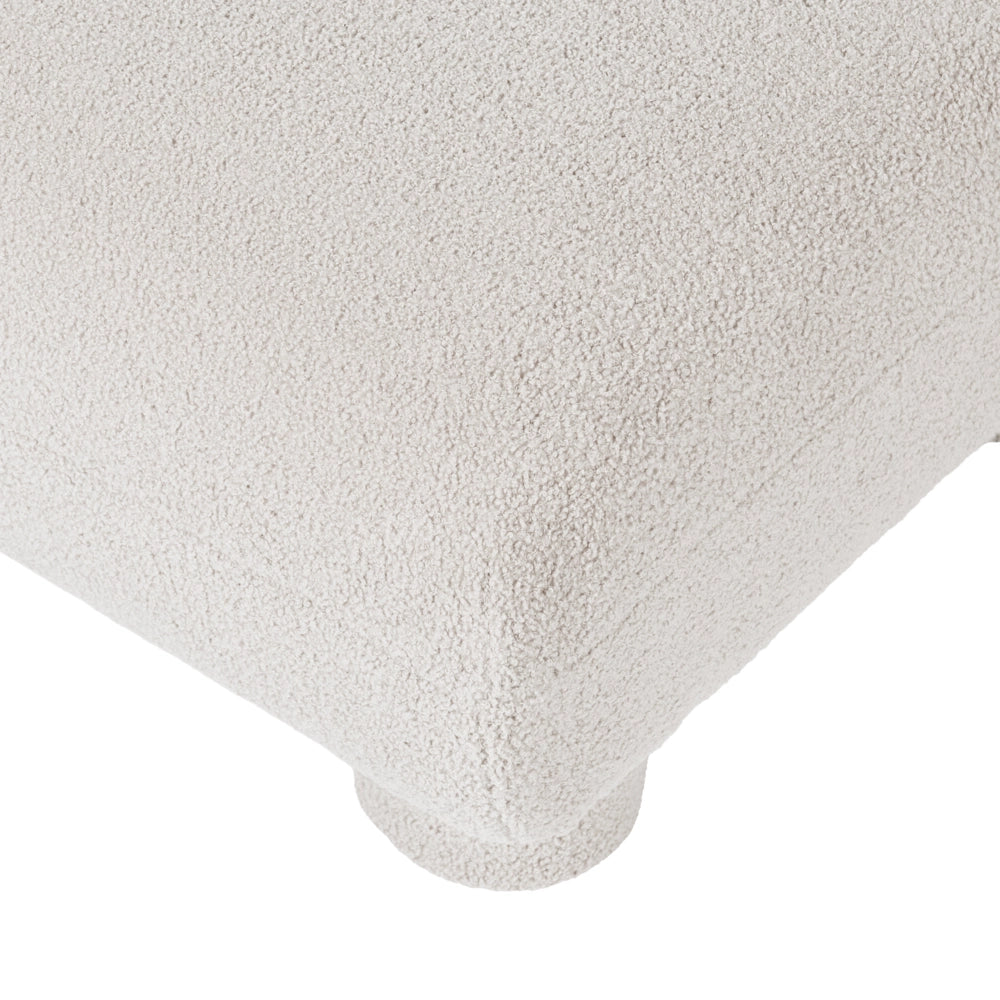 Pouf modulare singolo a profilo ribassato in tessuto bouclé bianco sporco