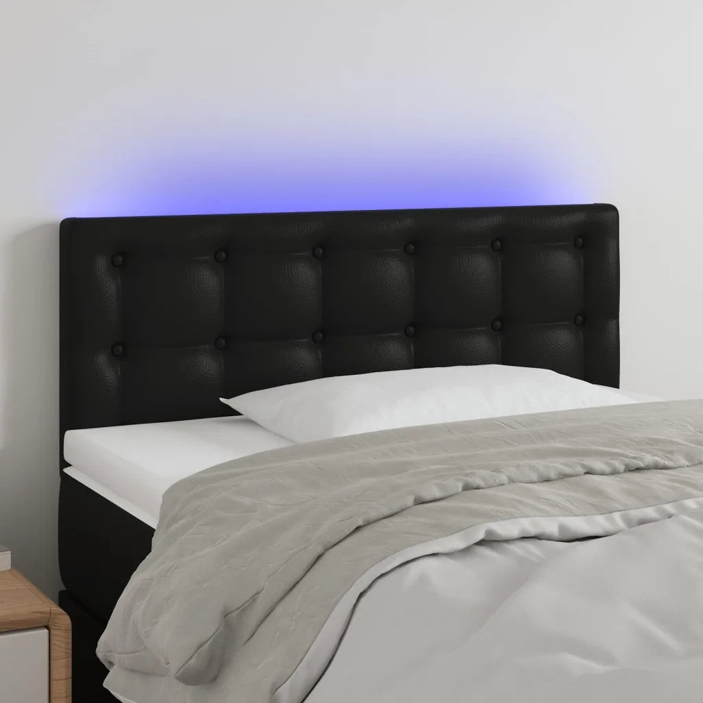 Testiera-Testata-Testiera Decorativa Nera a LED 100x5x78/88 cm in Similpelle 741201