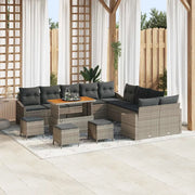 Set Divano da Giardino con cuscino 13 pcs Grigio Poly Rattan