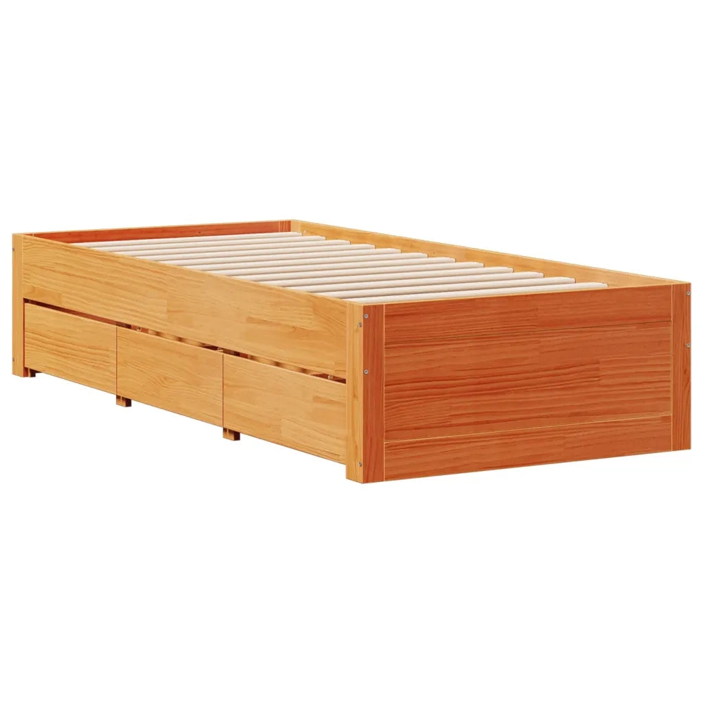 Giroletto senza Materasso con Cassetti Marrone Cera 100x200 cm 3308812