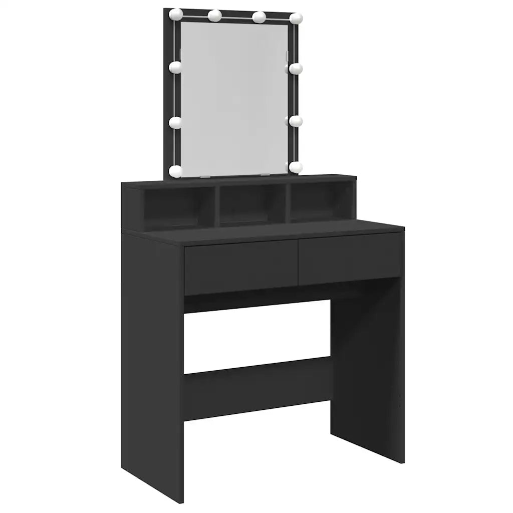 Toeletta | Tavolo da Trucco con LED Nera 80x41x144,5 cm