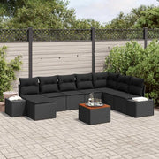 Set Divano da Giardino 9 pcs Nero