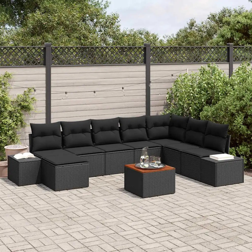 Set Divano da Giardino 9 pcs Nero