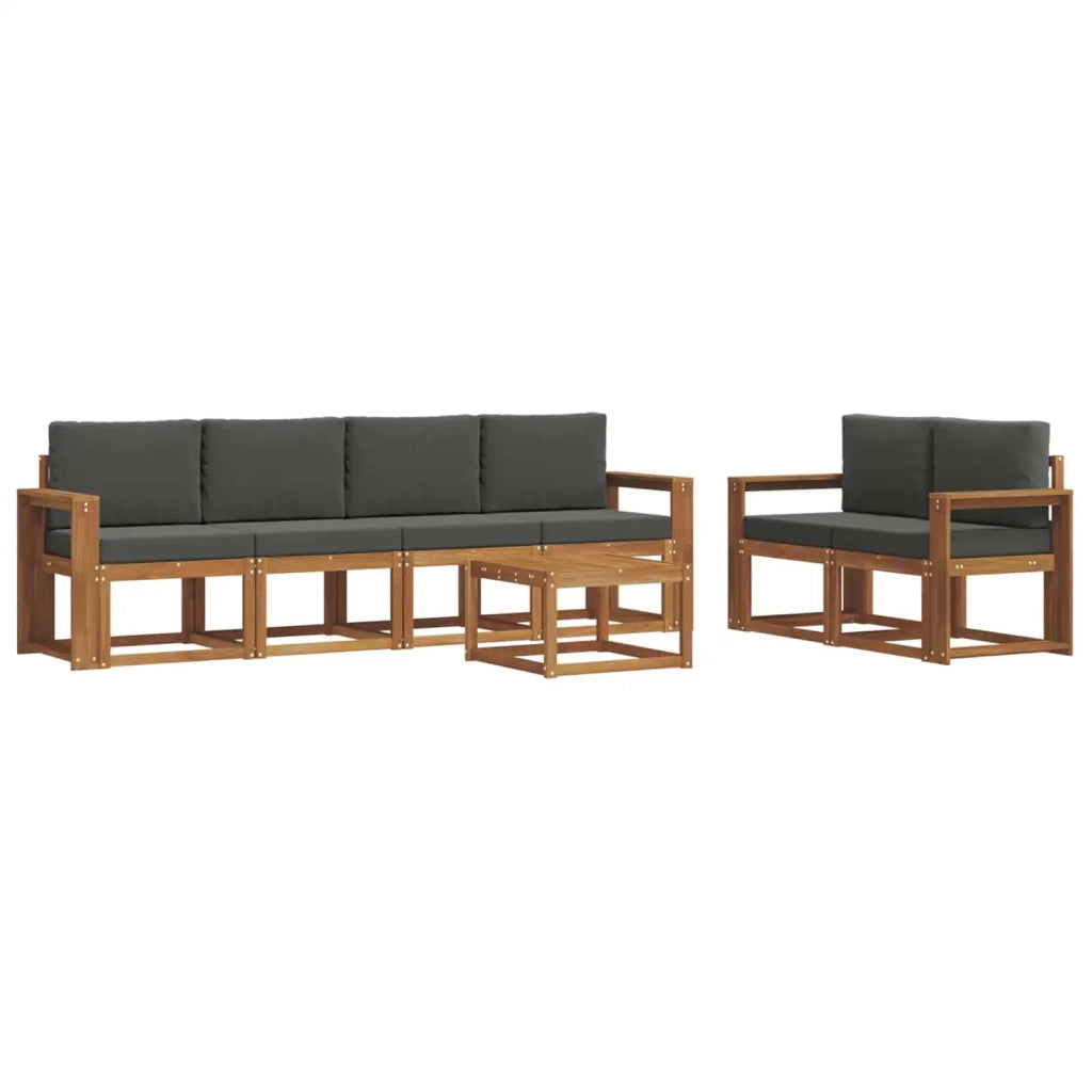 Set di divani da esterno con cuscino 7 pcs Naturale e Antracite 3366050
