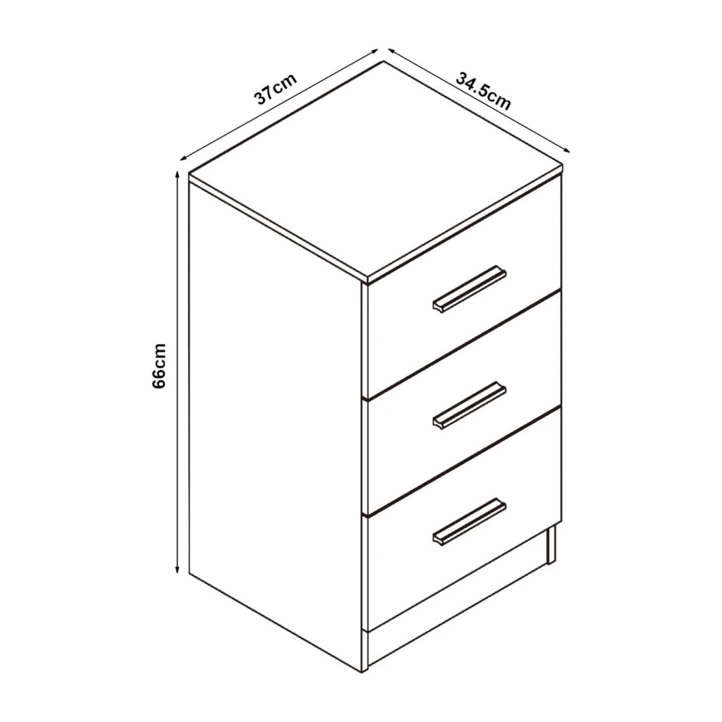 Set di 2 comodini con 3 cassetti 66 x 37 x 35 cm truciolare bianco 03_0010606