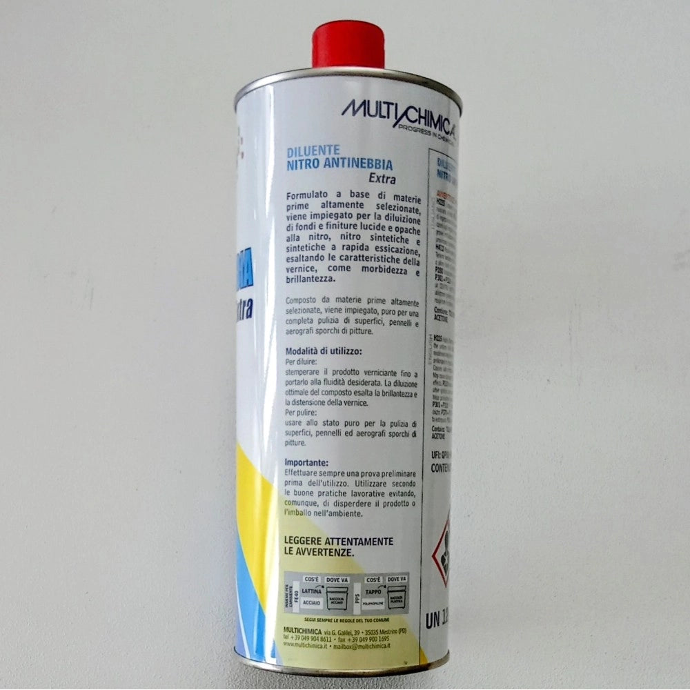 Multichimica 1lt diluente nitro antinebbia extra per diluizione vernici - pulizia - sgrassatura
