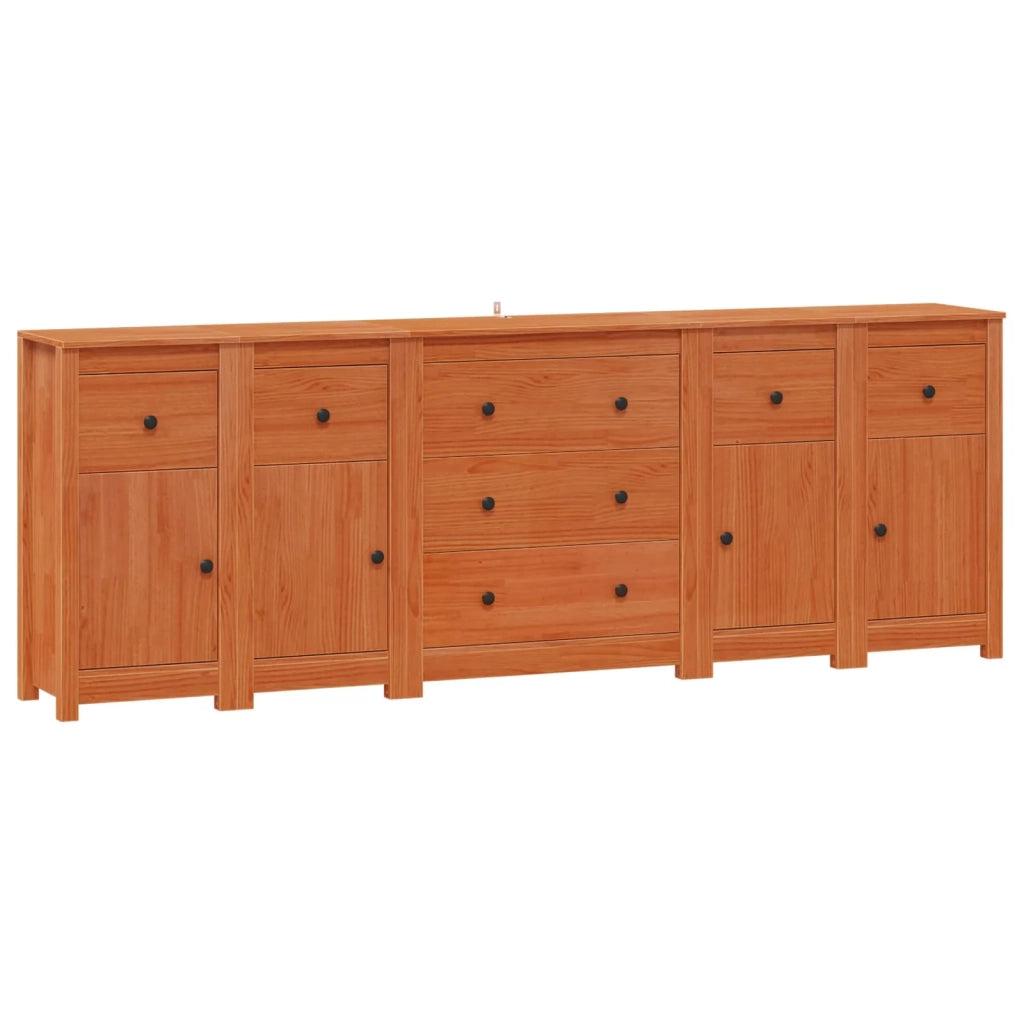Credenza 5 pcs Marrone Cera Legno di pino massiccio 3424976