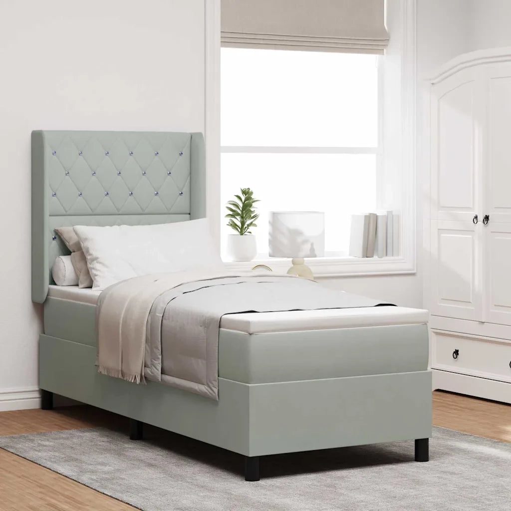 Letto a molle con materasso Grigio chiaro 80 x 200 cm Velluto