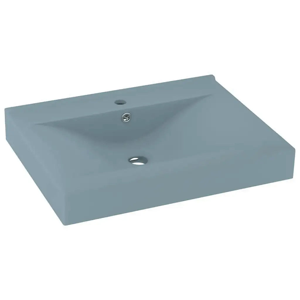 Lavandino con Foro Rubinetto Azzurro Opaco 60x46 cm in Ceramica CFW5035146
