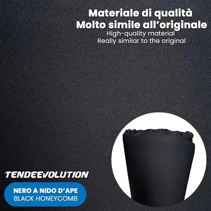 Kit Riparazione Tessuto Cielo Auto - Nido D'ape Nero Senza Colla - Misura 1,50 x 5 m - Adatto anche per Pannelli Portiere e Pantoni