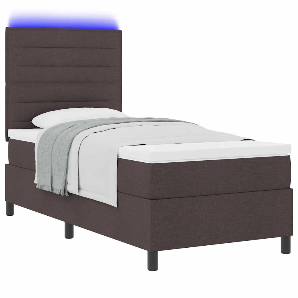 Letto a molle con materasso Marrone scuro 90 x 200 cm Tessuto 3342763
