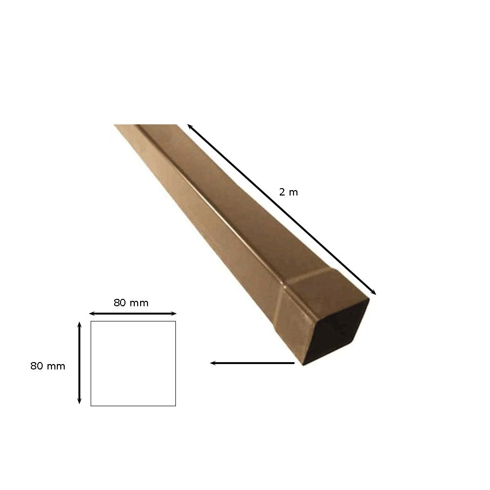 Tubo in pvc marrone/grigio quadro : Colore - Marrone, Diametro - 80x80 Quadro, Metri Lineari - 2 metri