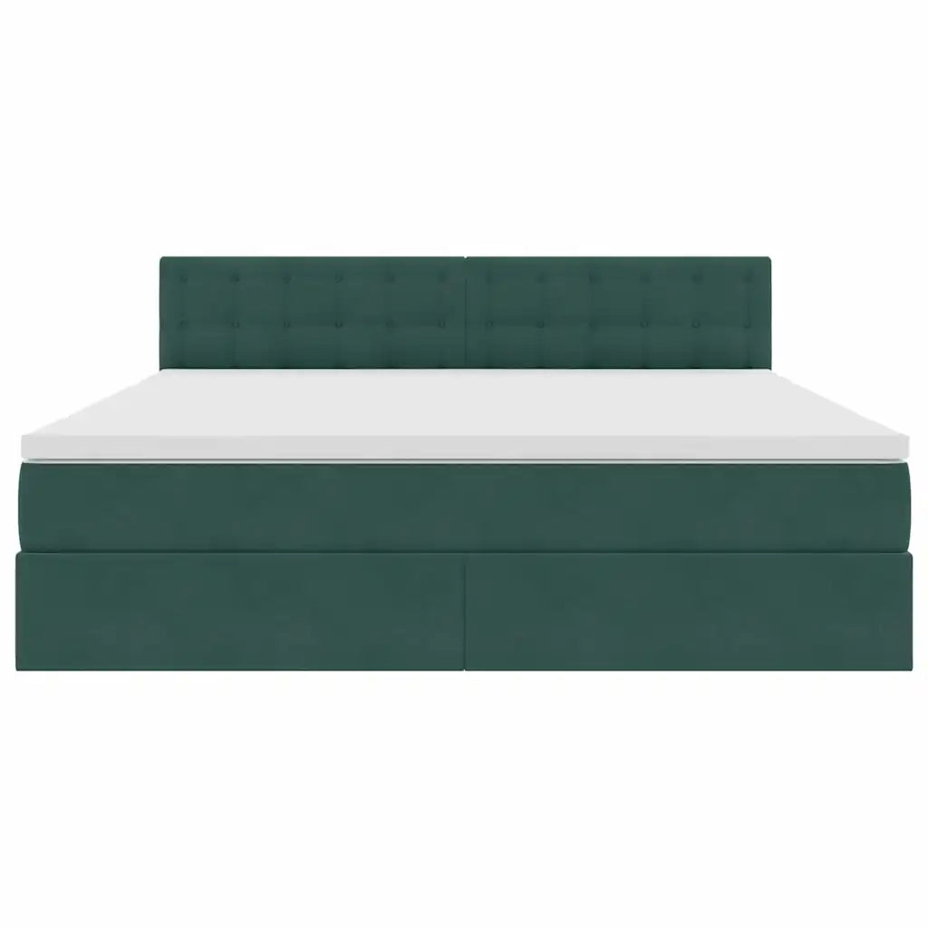 Letto con contenitore e LED Verde Scuro 160 x 200 cm Velluto 3371526
