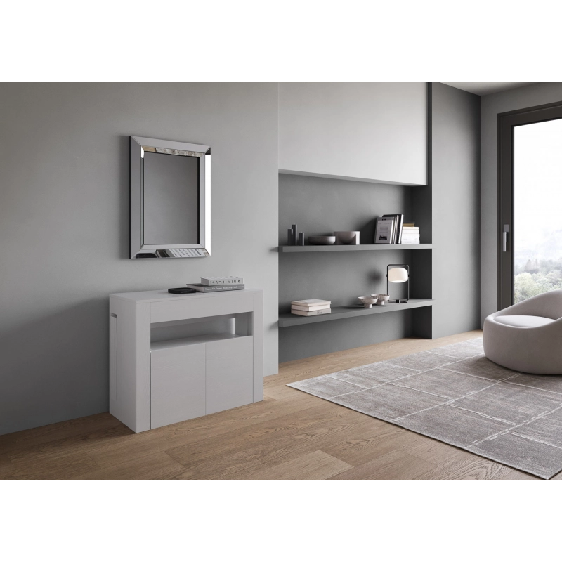 Consolle allungabile 90x42/302 Evolve con Panca inferiore 72x26/300 - Bianco Frassino