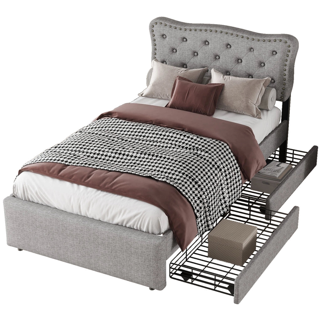 letto imbottito mdf grigio 90 x 200 cm