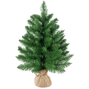 Albero di Natale Mini 55cm con 50 Rami Folti e Aghi Realistici in PVC, Base in Cemento e Iuta