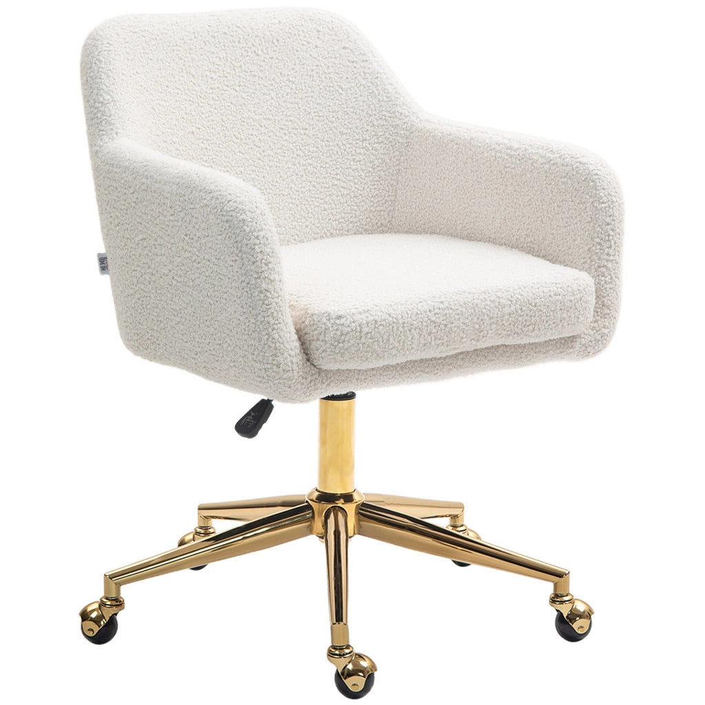 Sedia da Ufficio Girevole con Rotelle ¨C Xylo ¨C Velluto Crema Bianco Base Metallo Regolabile