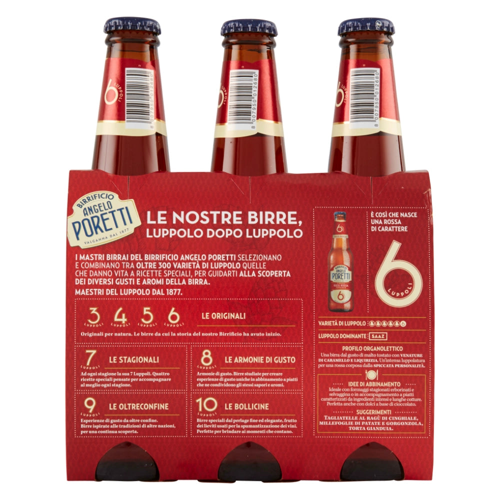 Birrificio angelo poretti birra 6 luppoli bock rossa 24 bottiglie da 33 cl