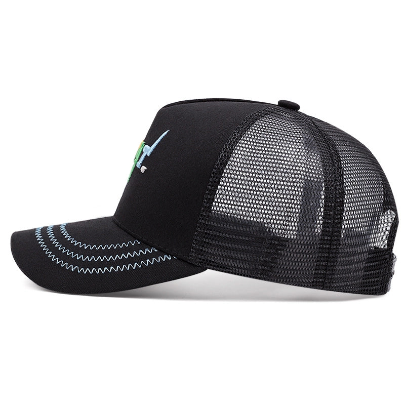 Cappellini da baseball neri con ricamo di capra