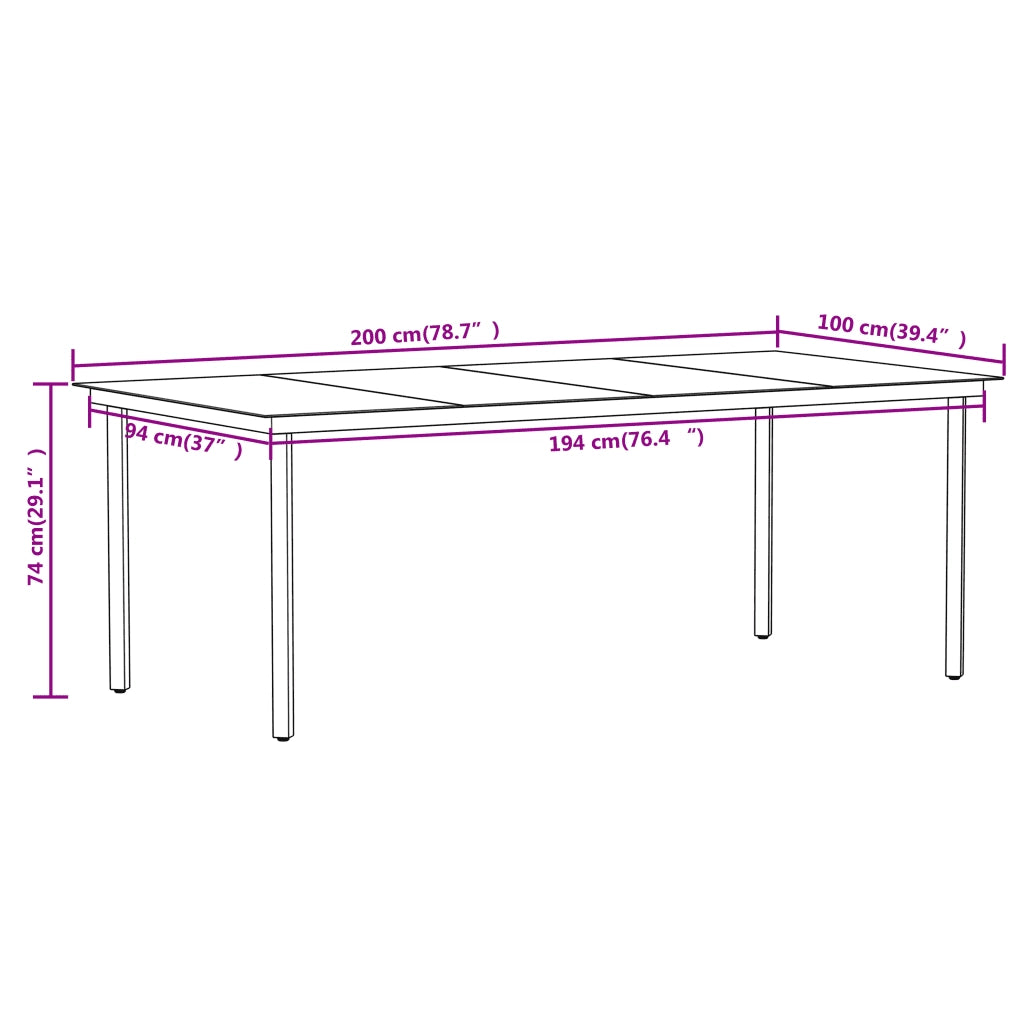 Set Mobili da Pranzo da Giardino 9 pz con Cuscini Nero 3099202
