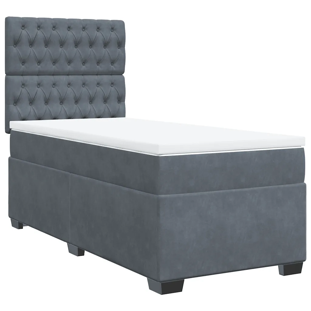 Giroletto a Molle con Materasso Grigio Scuro 90x190 cm Velluto 3293093