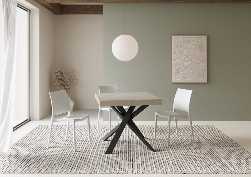 Tavolo Allungabile 90-194x90x76 cm Clerk Cashmere Gambe Antracite