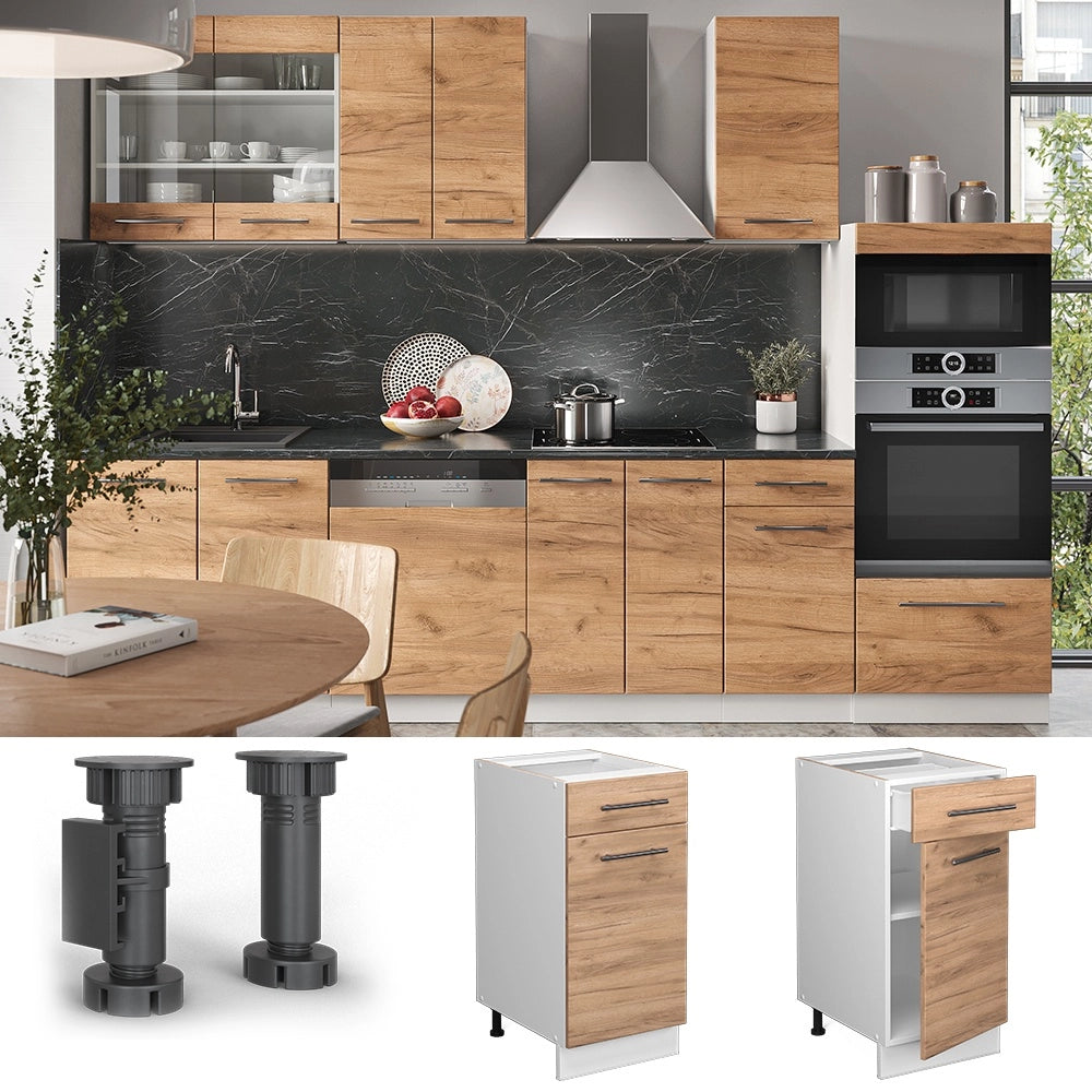 Mobiletto base per cucina Fame-Line Rovere dorato/Bianco 40 cm, PL Rovere Vicco