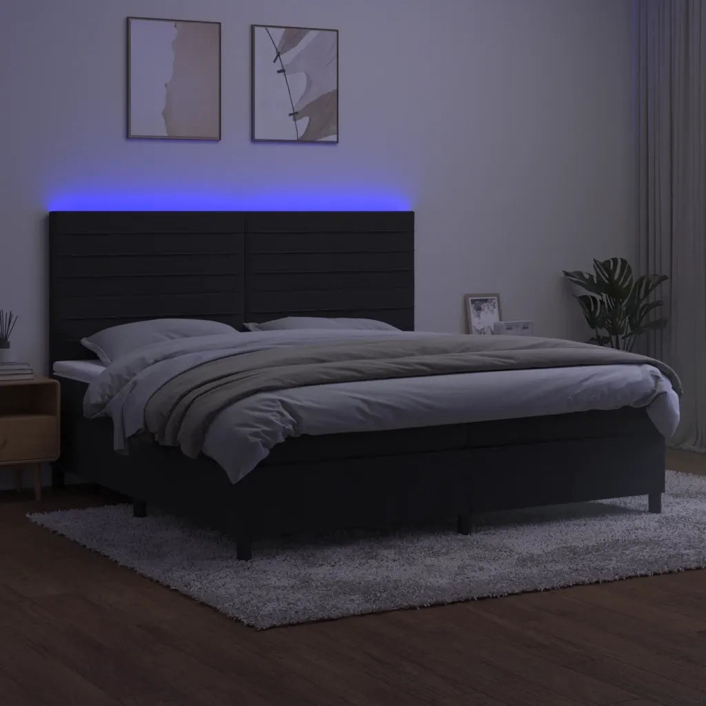 Letto a Molle con Materasso e LED Nero 200x200 cm in Velluto 3136205