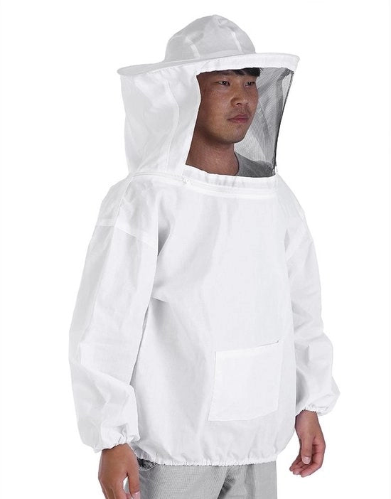 Giubbotto per apicoltore professionale - Protezione quotidiana - Protezione per apicoltori - Camicia per apicoltori - Tessuto leggero di cotone - Cintura elastica - Comfort e freschezza