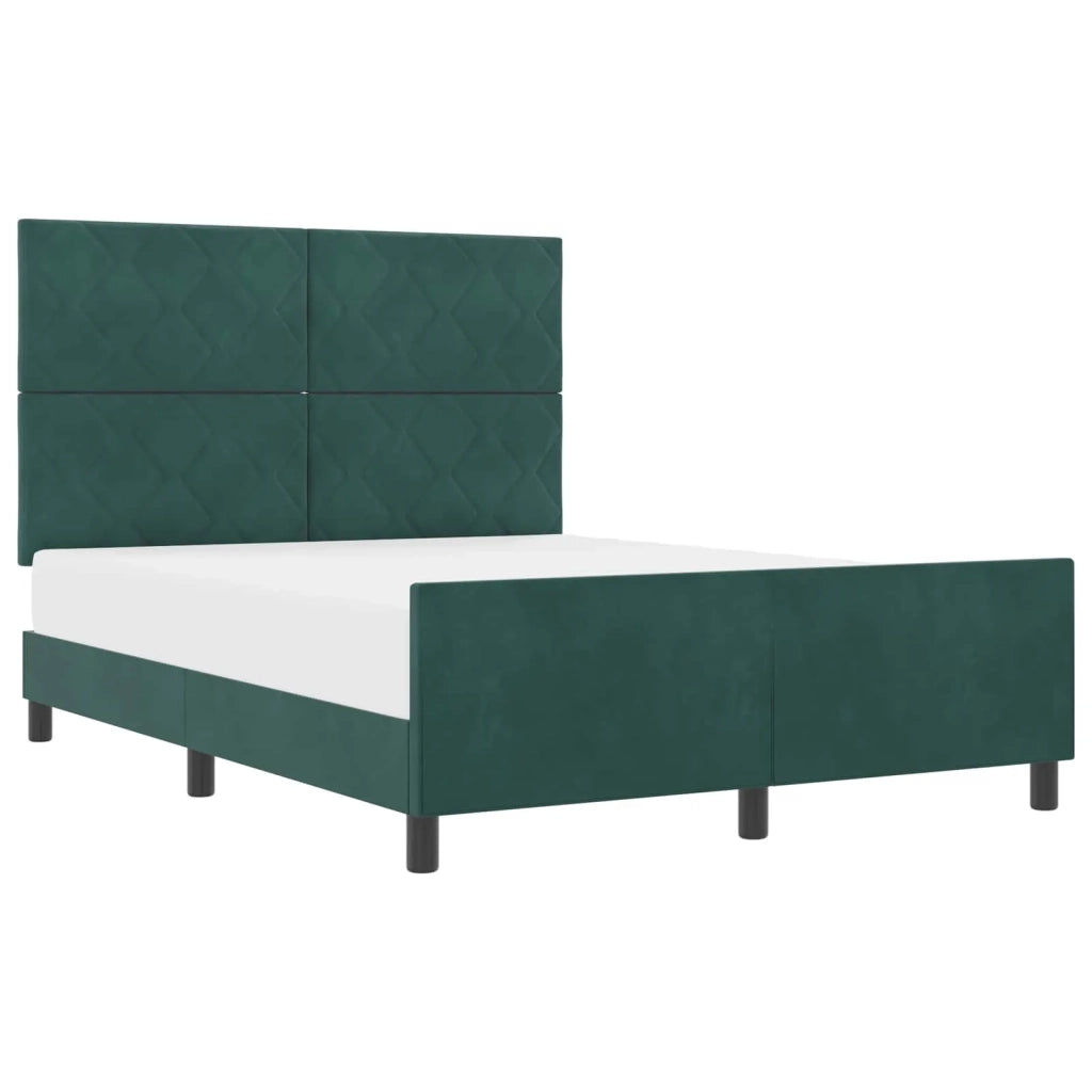 Letto a molle con testiera Verde Scuro 140 x 190 cm Velluto 3345008