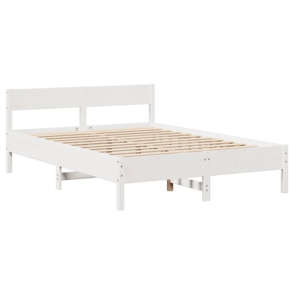 Letto matrimoniale | Letto per adulti | Letto senza Materasso Bianco 140x200 cm Legno Massello di Pino