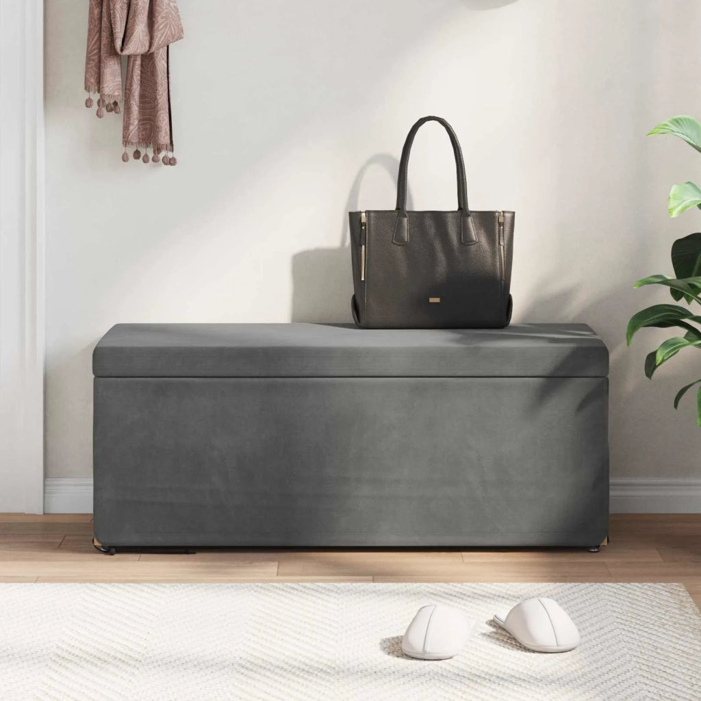 Pouf Grigio scuro Velluto e Legno Ingegnerizzato 876796